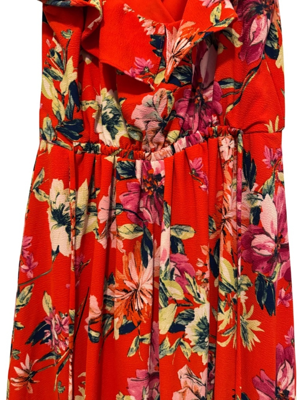 I.N. San Francisco Bright Red Floral Faux Wrap Flowy Dress Small NWT - Picture 9 of 11